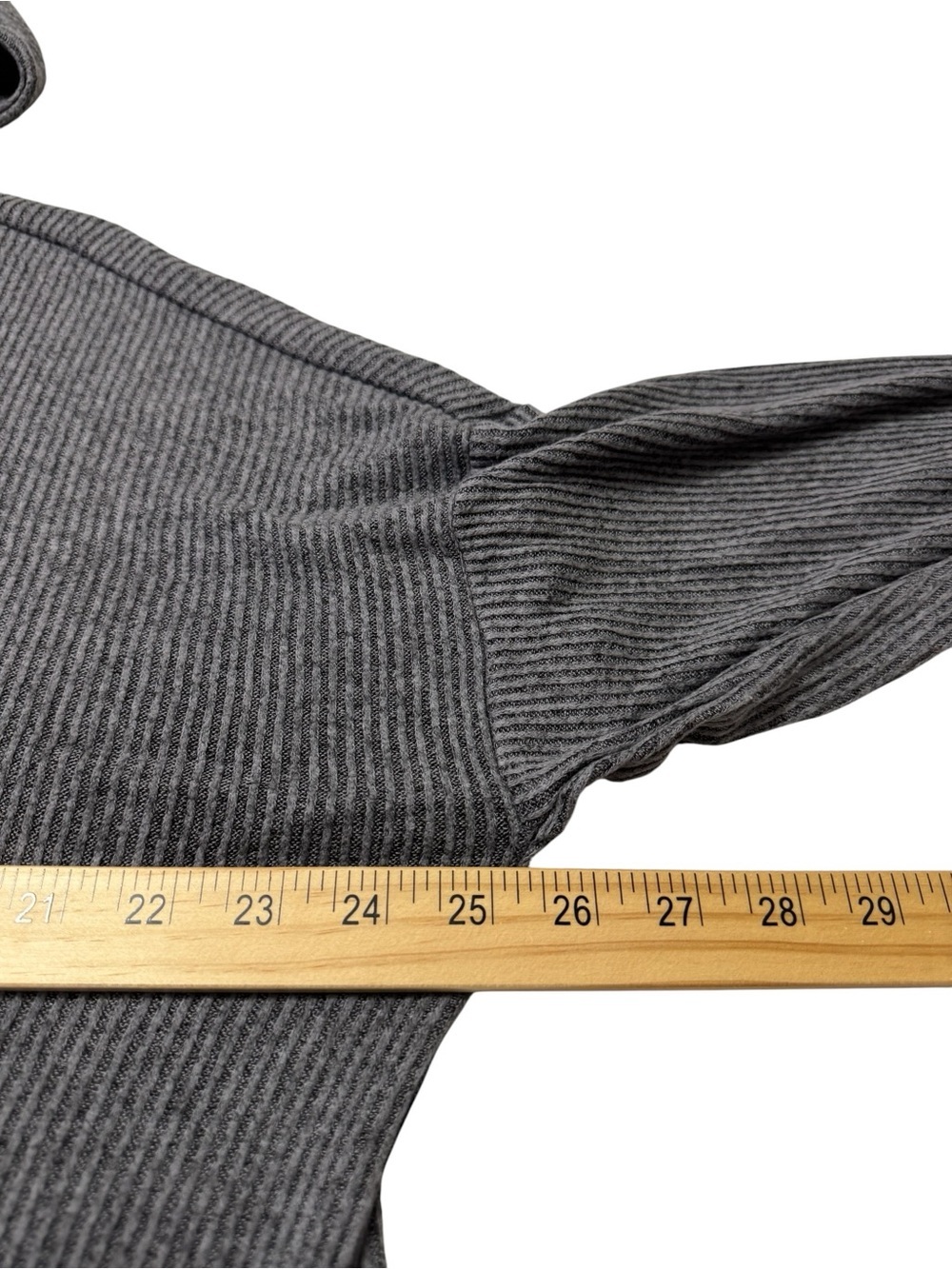 Gray Ribbed Lightweight Hoddie - Picture 7 of 8